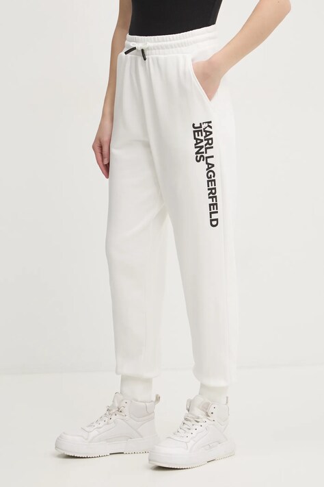 Karl Lagerfeld Jeans pantaloni de trening culoarea alb, cu imprimeu, A1W10058