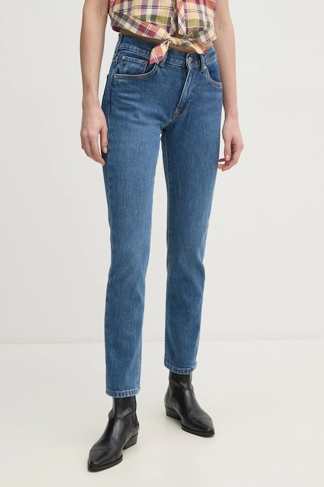 Kavbojke Pepe Jeans SLIM JEANS MW GRACE ženske, mornarsko modra barva, PL204589EE3