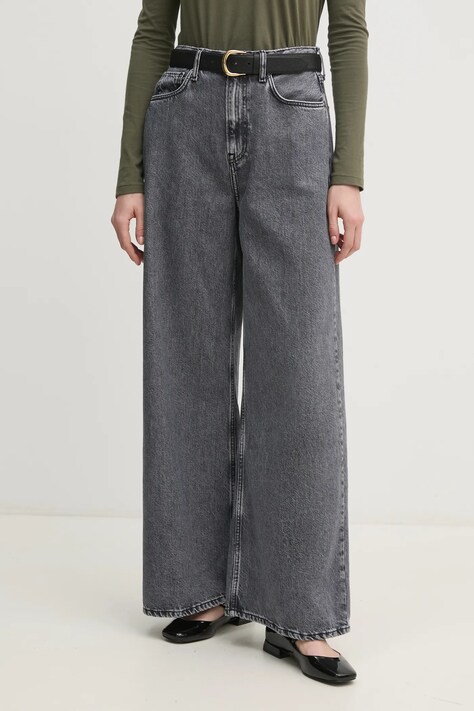 Pepe Jeans jeans WIDE LEG JEANS UHW JAIMY femei, culoarea gri, PL204740UM0