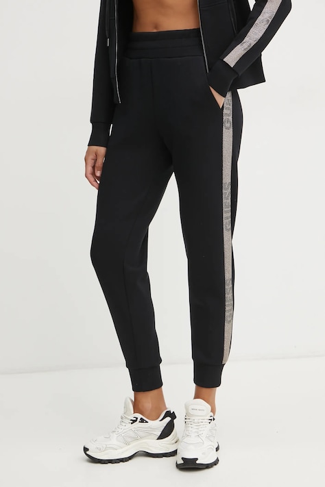 Guess pantaloni de trening VICTOIRE culoarea negru, cu imprimeu, W5RB00 KBYE2