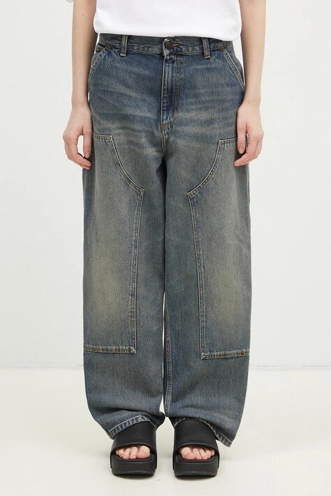 Džíny Carhartt WIP Brandon Double Knee Pant dámské, medium waist, I034635.014Q