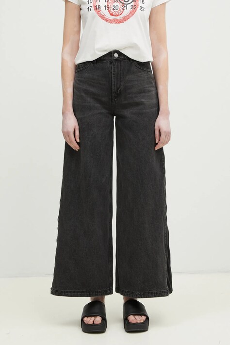 Džíny adidas Originals DENIM ZIP PANT dámské, černá barva, JX9211