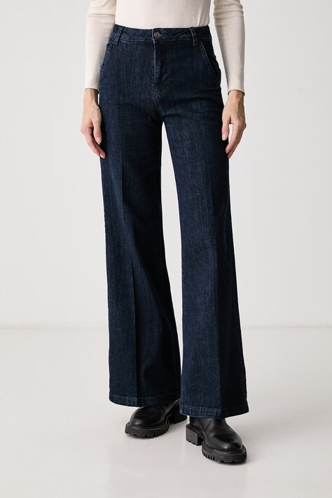 United Colors of Benetton Jeansy wide leg damskie niebieskie 4TUT574X5