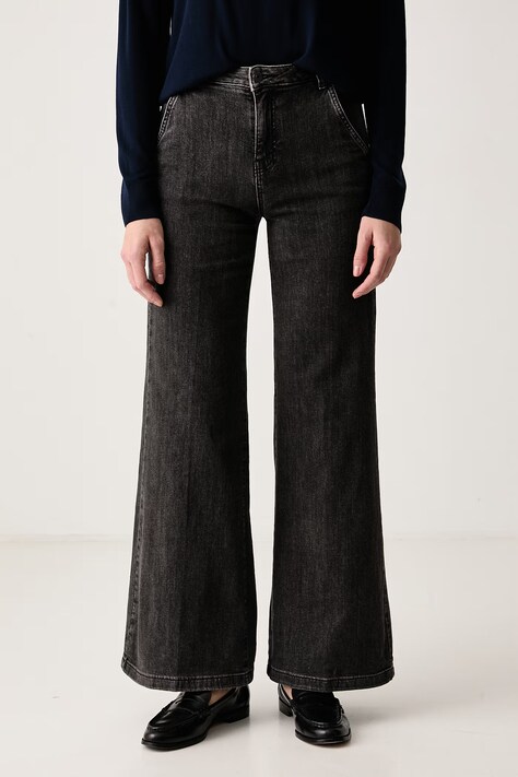 United Colors of Benetton Jeansy wide leg damskie szare 4TUT574X5