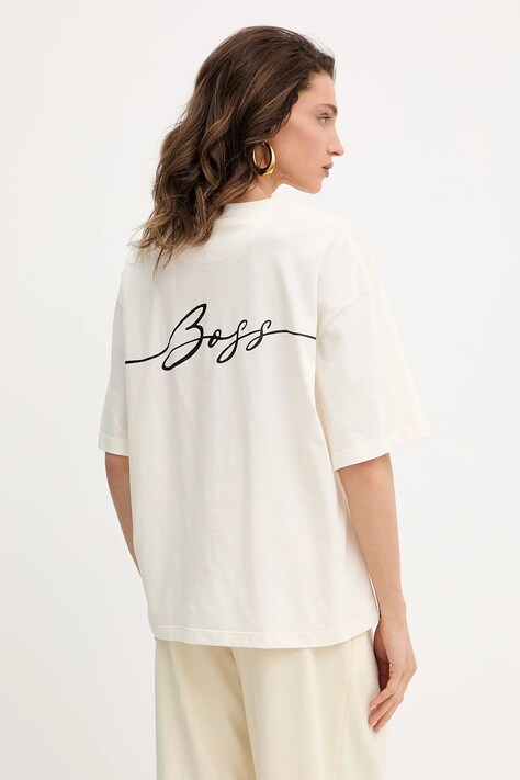 BOSS Orange tricou din bumbac femei, culoarea alb, 50540441