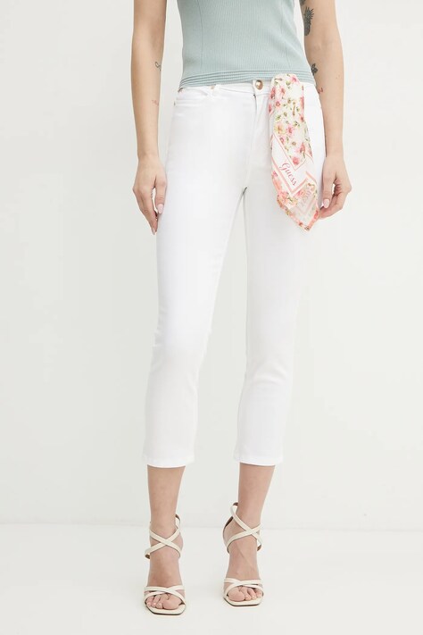 Guess jeansi CAPRI femei, culoarea alb, W5GA91 W93CM