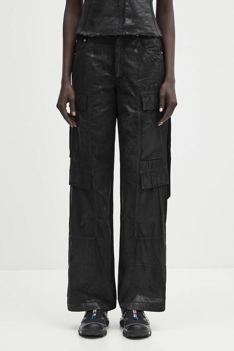 Штани Rick Owens DRKSHDW Double Cargo колір чорний прямі висока посадка DS01E3308.PF