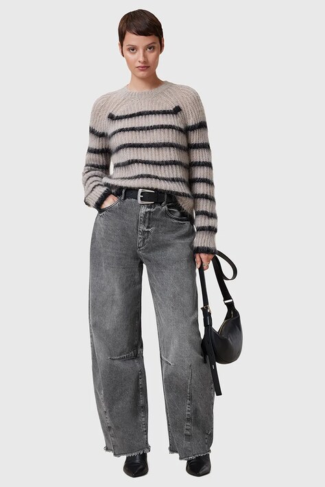 AllSaints blugi din bumbac JETT femei, culoarea gri, W043EC