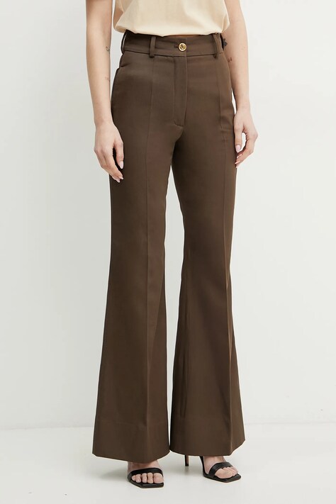 Patou pantaloni femei, culoarea maro, evazati, high waist, TR0420074