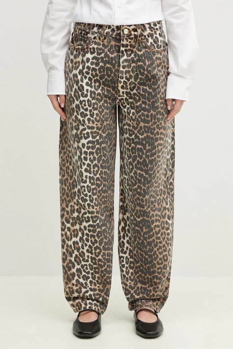 Džíny GANNI Print Denim Stary dámské, high waist, J1184