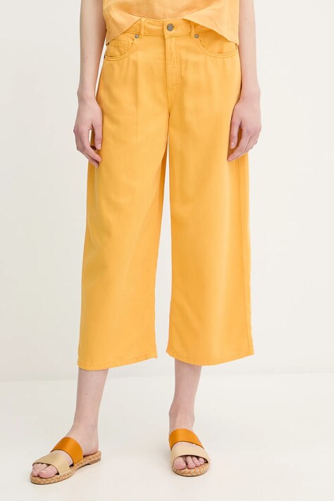 United Colors of Benetton spodnie damskie kolor żółty proste high waist 4LEDDF09P