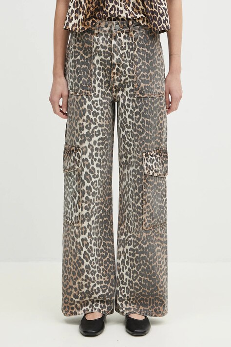 GANNI jeans Print Denim Angi femei high waist, J1676