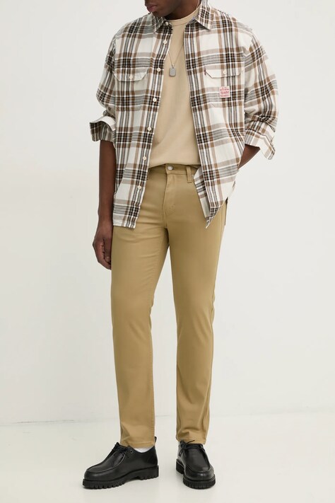 Levi's blugi din amestec de in 511 SLIM barbati, culoarea verde, 04511