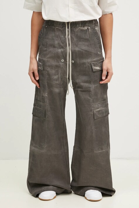 Rick Owens pantaloni Double Cargo Jumbo Belas barbati, culoarea gri, drept, DU01E3398.SCF