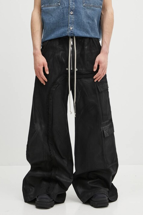 Traperice Rick Owens DRKSHDW Imbalanced Double Cargo Jumbo Belas za muškarce, DU01E3375.DCF