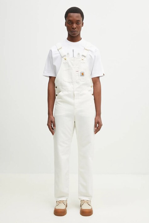 Lacláče Carhartt WIP Bib Overall pánské, béžová barva, I026462.D602