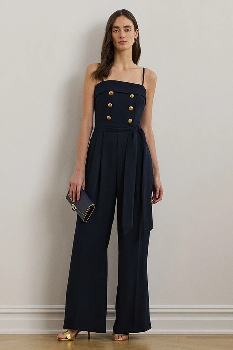 Lauren Ralph Lauren kombinezon kolor granatowy z dekoltem karo 253962765