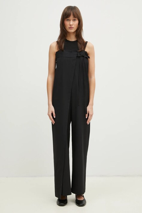 MM6 Maison Margiela salopetă din lână culoarea negru, cold shoulder, S52FP0089