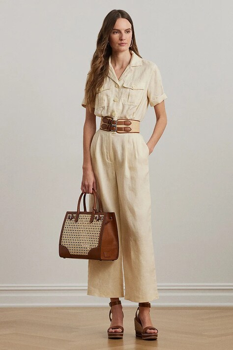 Lauren Ralph Lauren salopeta din in culoarea bej, cu guler, 200963735