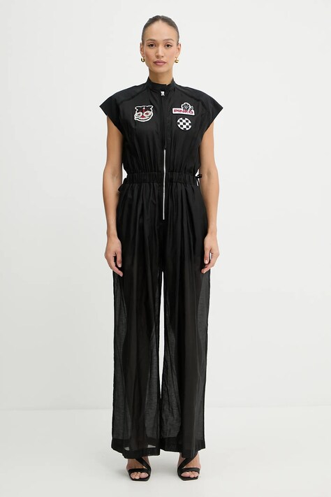 Pinko salopetă de mătase culoarea negru, cu decolteu rotund, 105239 A2M7
