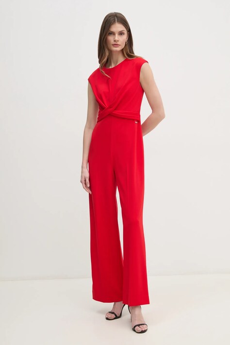 Calvin Klein salopetă culoarea roșu, cu decolteu rotund, K20K208177