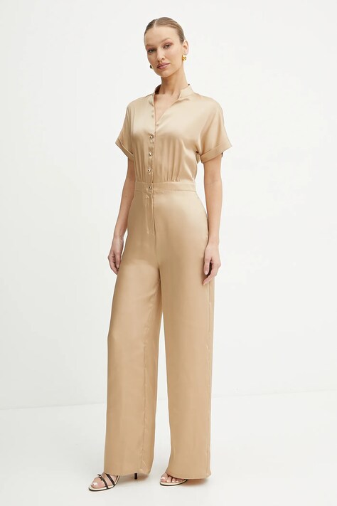 Liu Jo kombinezon kolor beżowy z dekoltem w szpic WA5177.T5973