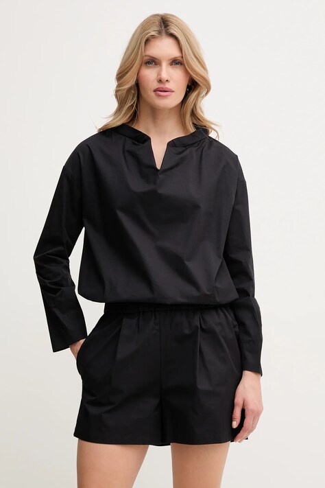 MAX&Co. kombinezon bawełniany kolor czarny bawełniany z dekoltem w szpic 2518241022200