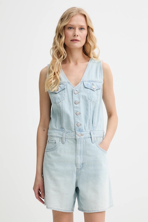Ολόσωμη φόρμα τζιν Levi's VEST ROMPER χρώμα: μπλε, 001WM