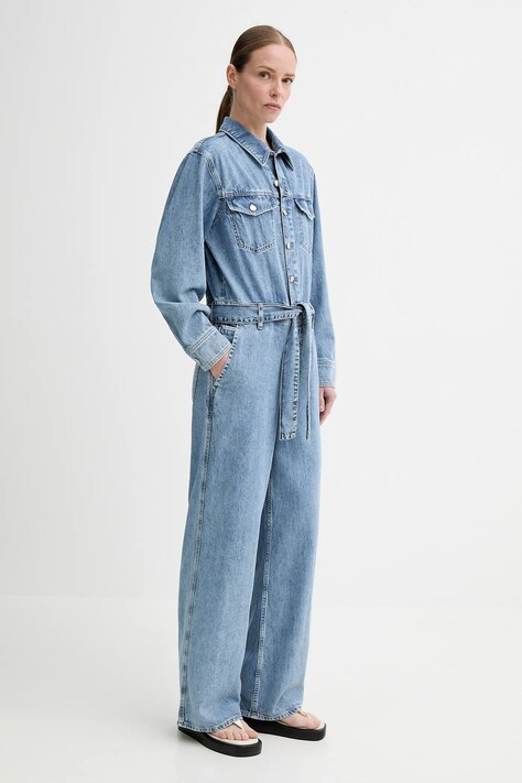 Marc O'Polo salopeta jeans bumbac, cu guler, 5000006080