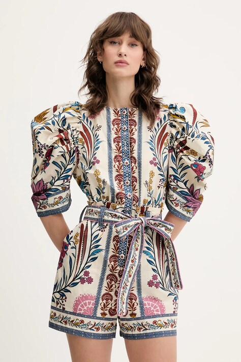 Farm Rio salopeta din bumbac culoarea bej, bumbac, 328932