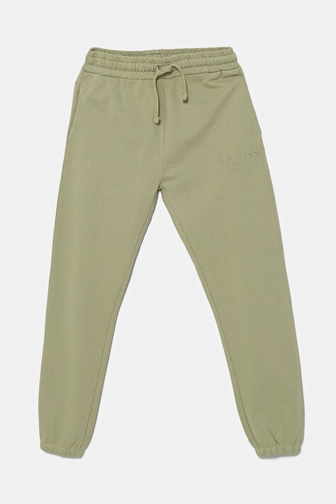 Guess pantaloni de trening din bumbac pentru copii culoarea verde, cu imprimeu, L5RQ14 KAD74