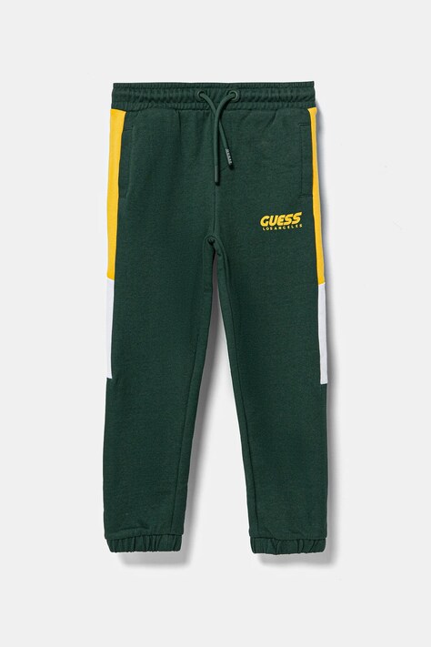 Guess pantaloni de trening din bumbac pentru copii culoarea verde, cu imprimeu, N5RQ11 KA6R4