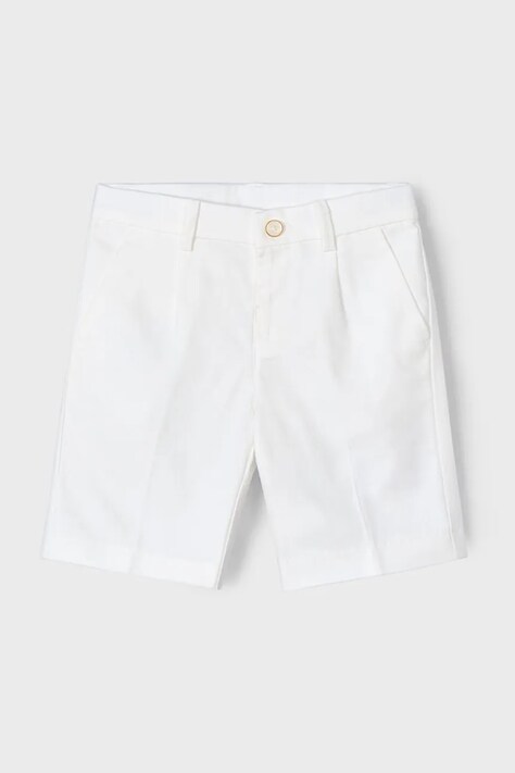 Mayoral pantaloni cu amestec de in pentru copii culoarea bej, cu imprimeu, 3217