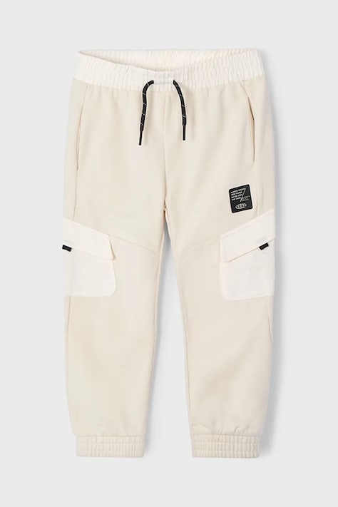 Mayoral pantaloni de trening pentru copii cargo culoarea bej, uni, 3570