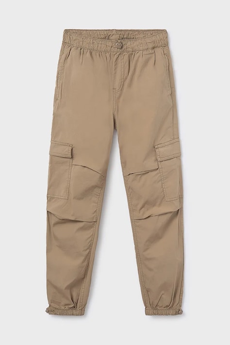 Mayoral pantaloni de trening pentru copii cargo culoarea maro, neted, 6529