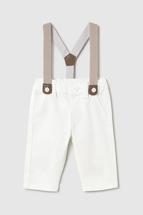 Mayoral Newborn pantaloni din bumbac pentru bebeluși culoarea alb, neted, 1561