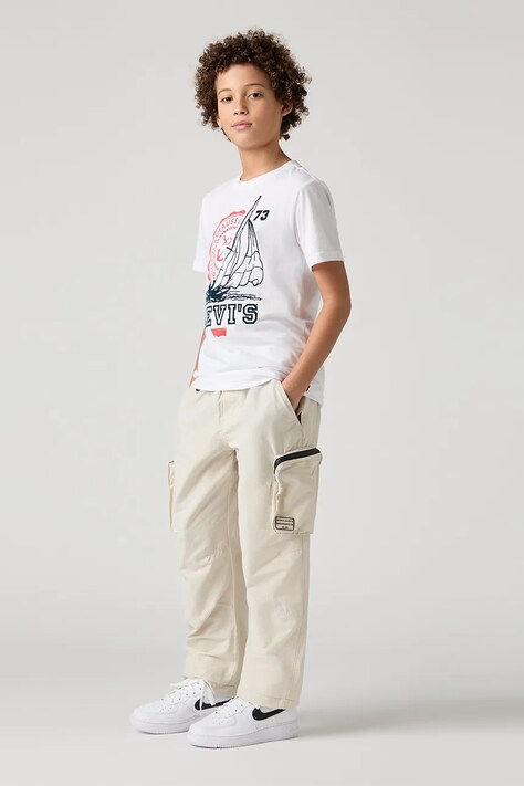 Детски панталон Levi's PARACHUTE CARGO PANTS в бежово с изчистен дизайн 9EM373