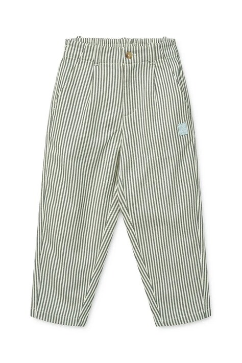 Liewood spodnie bawełniane dziecięce Beal Stripe Pants kolor zielony wzorzyste LW19927