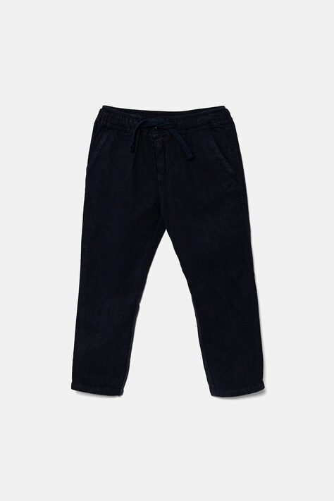 Guess pantaloni cu amestec de in pentru copii culoarea albastru marin, neted, N5GB05 WHAR0