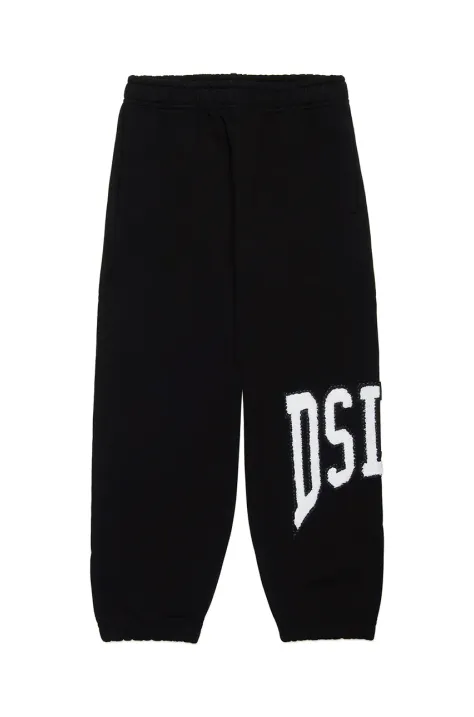 Дитячі бавовняні штани Diesel PMARCHI TROUSERS колір чорний з аплікацією J02227