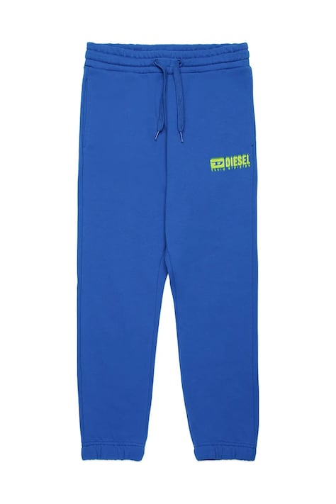 Diesel spodnie dresowe bawełniane dziecięce PBASEL TROUSERS kolor niebieski gładkie J02316