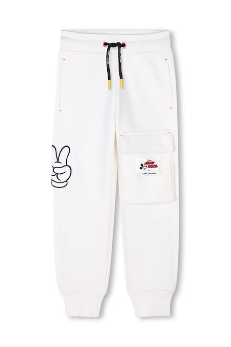 Marc Jacobs pantaloni de trening din bumbac pentru copii x Disney culoarea bej, cu imprimeu, W60466