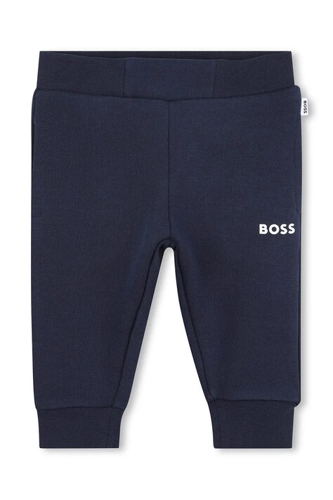 BOSS pantaloni de trening pentru bebeluși culoarea albastru marin, neted, J52072