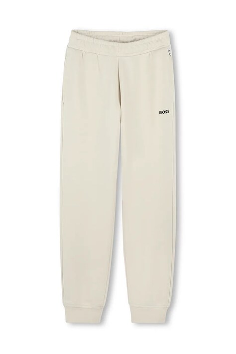 BOSS pantaloni de trening pentru copii culoarea bej, neted, J51952