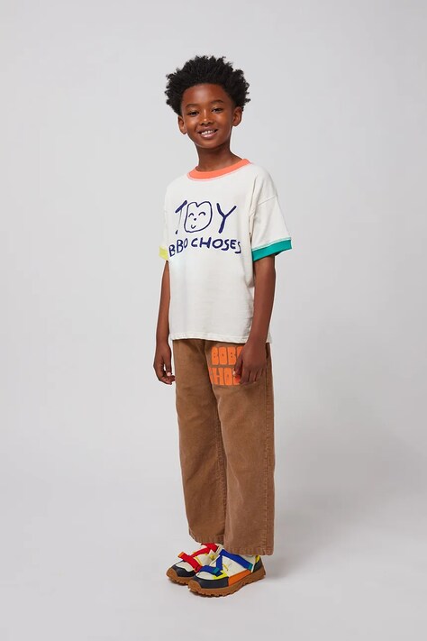 Bobo Choses pantaloni copii culoarea maro, cu imprimeu, 125AC134