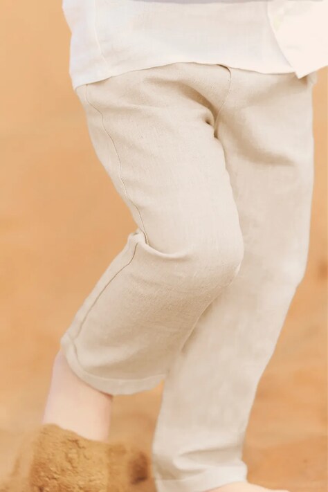 Tartine et Chocolat pantaloni de in pentru bebeluși culoarea bej, neted, CA22061