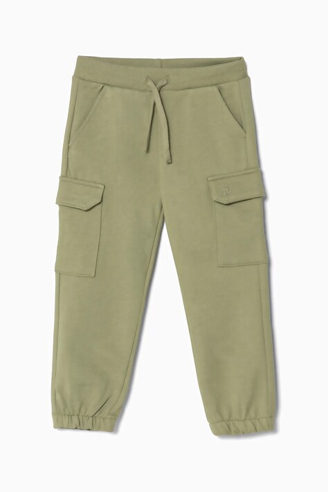 Дитячі бавовняні штани United Colors of Benetton колір зелений однотонні 3UNIGF045