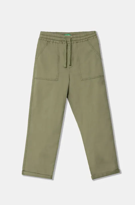 United Colors of Benetton pantaloni copii culoarea verde, neted, 4T48CF03T