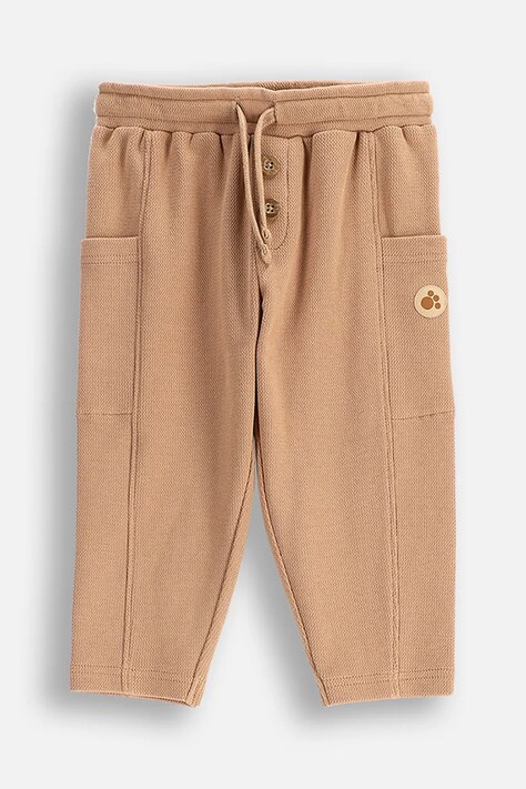 Coccodrillo pantaloni de trening din bumbac pentru bebeluși culoarea bej, neted, MONOCHROME BOY NEWBORN