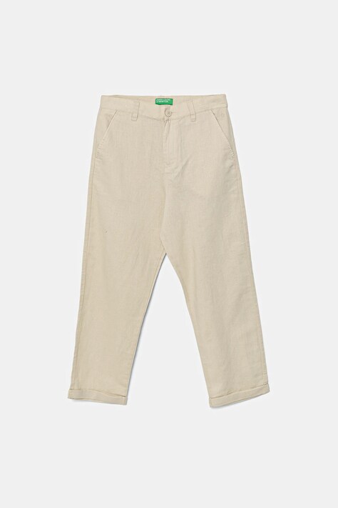 United Colors of Benetton pantaloni de in pentru copii culoarea bej, uni, 43WBCF02U